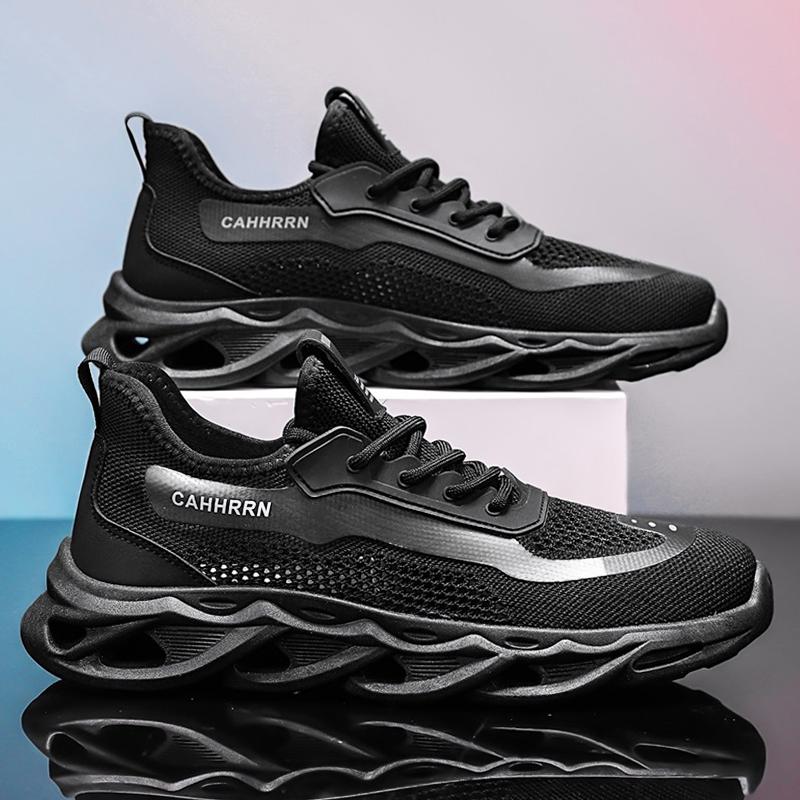 Fashion Men Casual Sports Shoes Breathable Lightweight Sneakers Outdoor Mesh Black Running Shoes Athletic Jogging Tennis Walking Shoes
