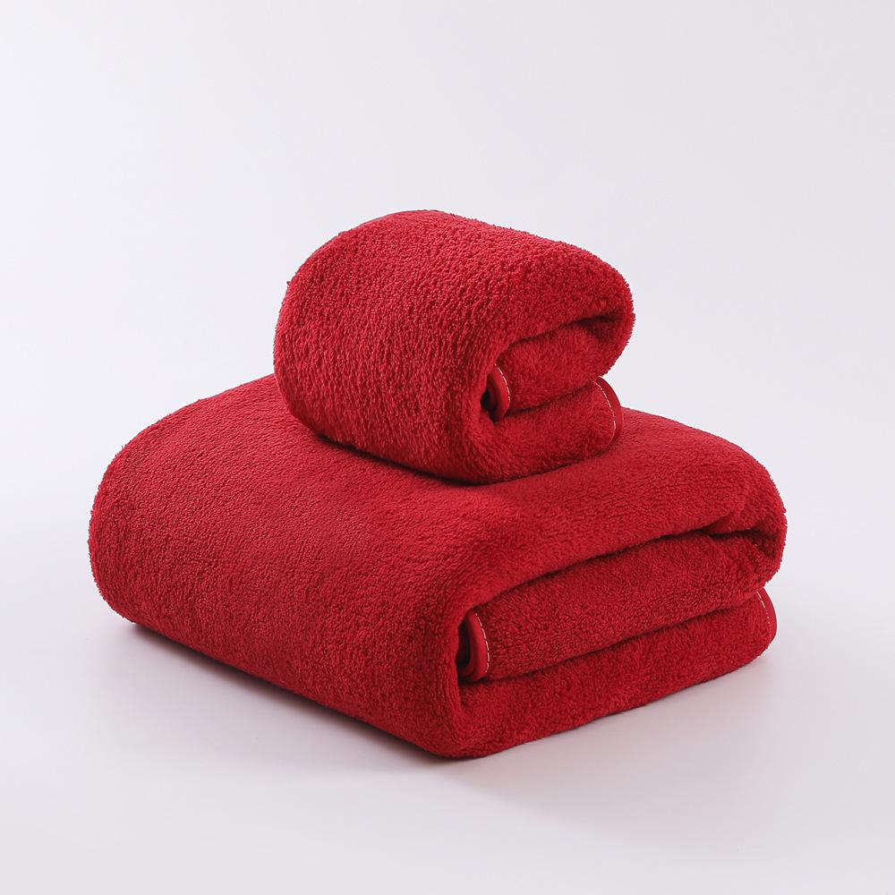 Coral Fleece Plain Color Bath Towel - Thick, Soft, and Highly Absorbent