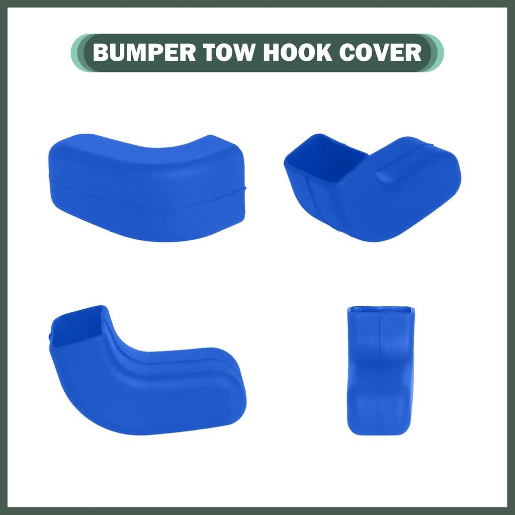 Blue Factory Bumper Tow Hook Covers Fit For Jeep Wrangler JK JL & Gladiator JT 2007- Front Bumper, Add Cushioned Grip To Tow Strap Recovery, Protect