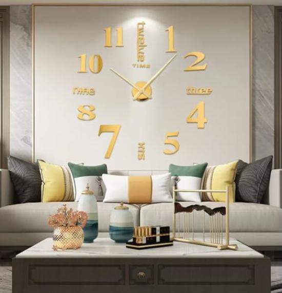 Yiteng 3D Radio Wave Luminous DIY Handmade Clock Wall Clock Wall Sticker with Arabic Numerals and English Letters Simple Stylish Free Placement