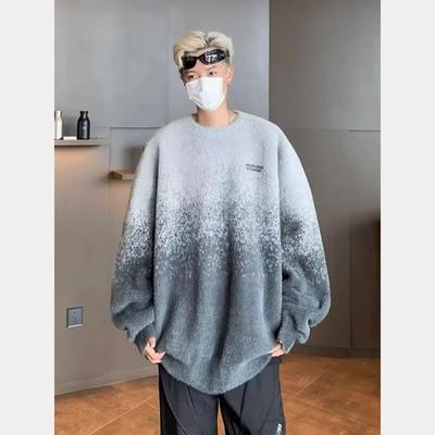 Koreanische Modemarke Strickjacke Herren 2024 Herbst und Winter Neu Rundhals Strickpullover Hongkong-Stil Ins Lockere Jacke