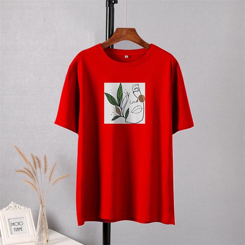 Shellsuning Oversized Aesthetic Printing T-shirts for Women Summer New 100% Cotton Casual Retro Basic Tees Female Korean Harajuku Tops