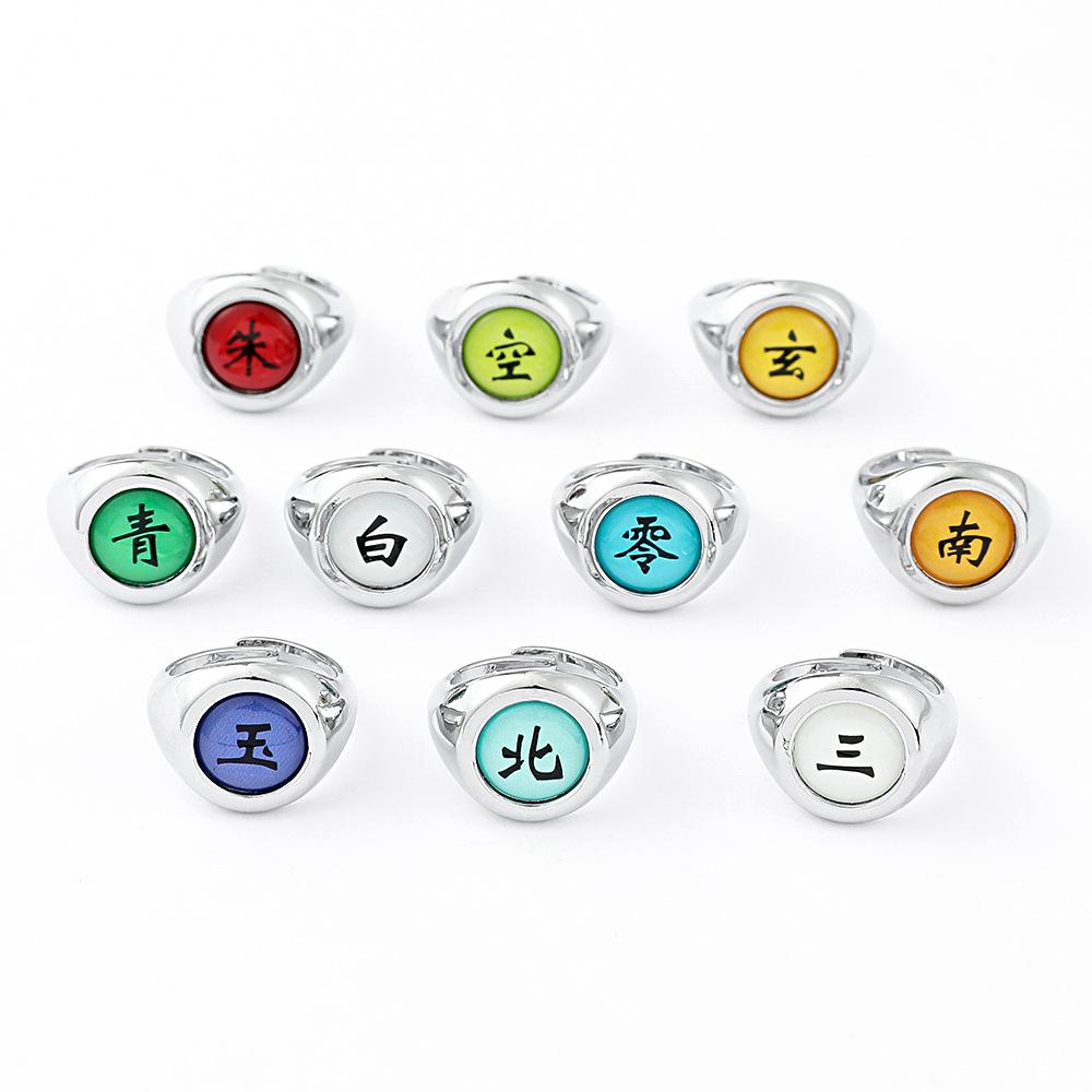 10Pcsset Anime Akatsuki Itachi Metal R-Ings Cartoon Cool Cosplay Accessory Props Boy Children Action Figure Toy Gift
