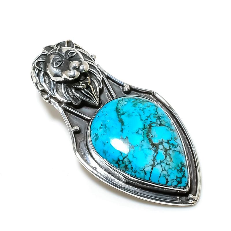 Naturak Turquoise Gemstone Pendant 925 Sterling Silver- Handmade Design, Everyday Wear Jewelry, Unique Turquoise Pendant Wadding Gift