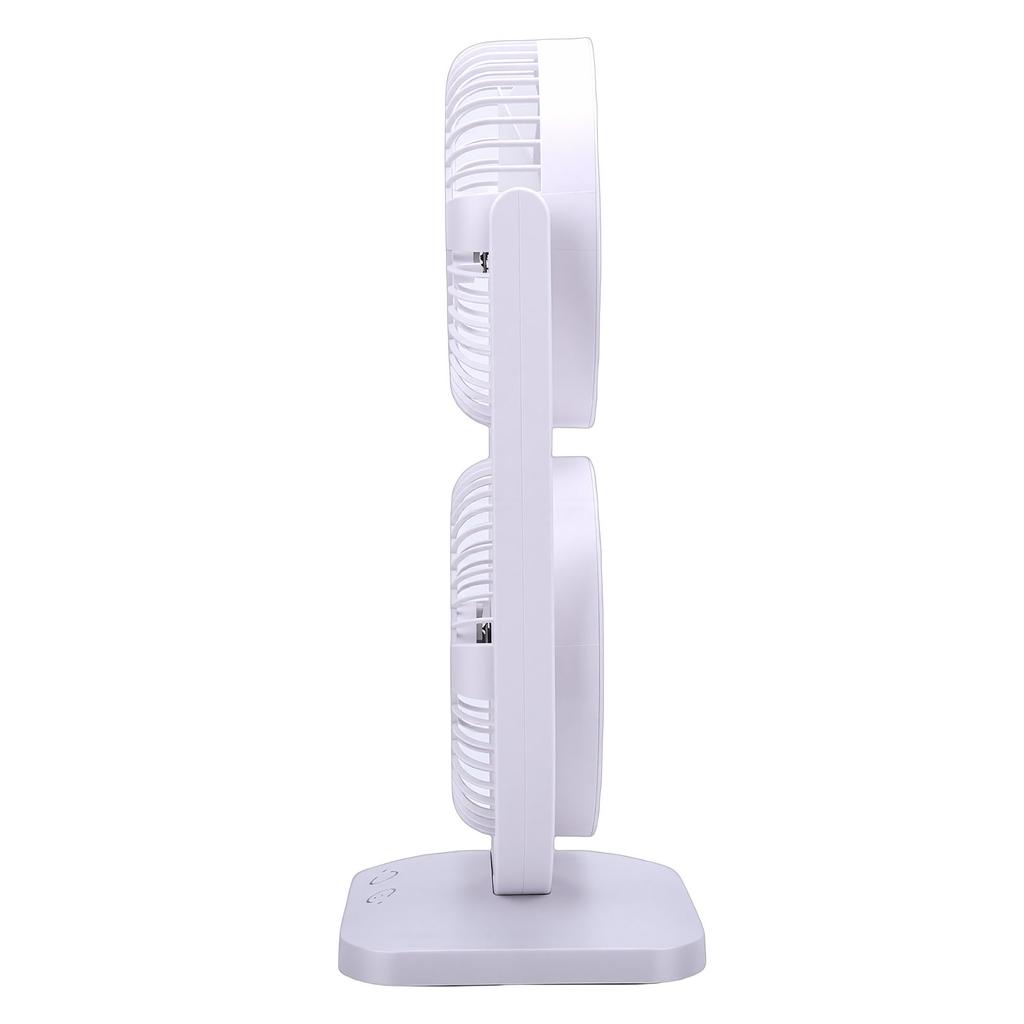 Dual Head Desk Fan USB Rechargeable 3 Speed Portable Electric Floor Fan for Home Office Dorm Travel White