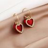 Boucles d'oreilles Cœur Pêche Rouge Boucles d'oreilles Tendance Festives Boucles d'oreilles Dongdaemun