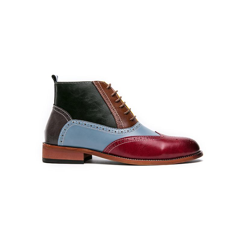Fashion New Mixed Colors Zipper Men Ankle Boots Square Toe Lace-up Ankle Strap Handmade Frees Shipping Botas De Hombre Men Boots
