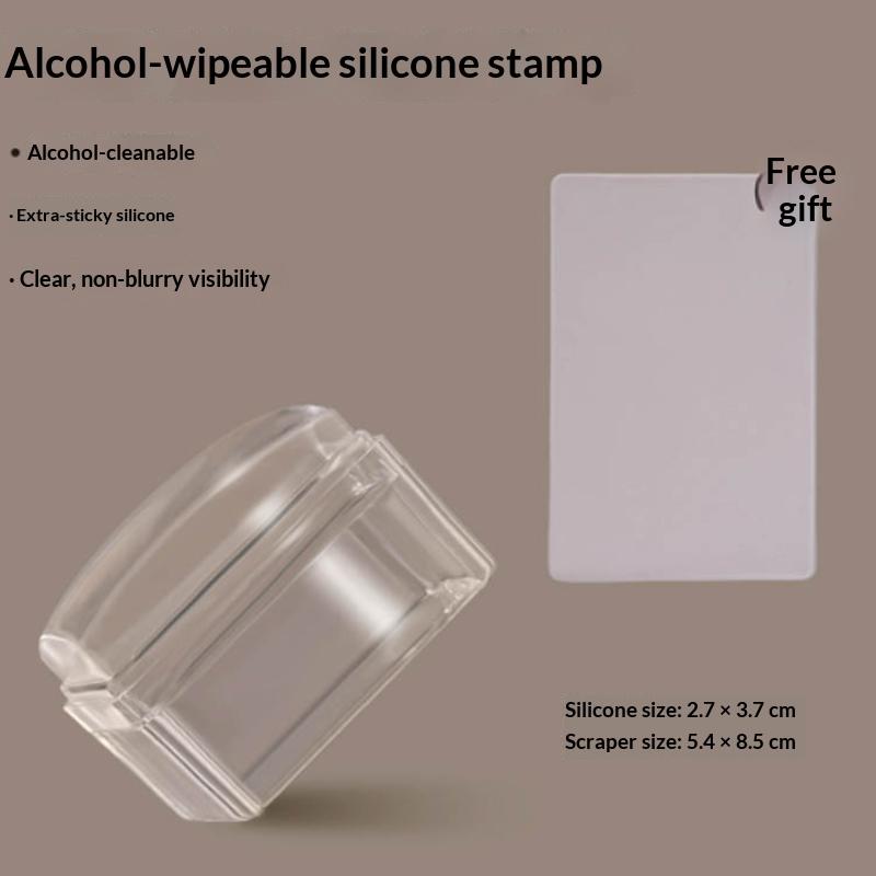 Clear Nail Art Silicone Stamp Erasable Reusable with Steel Transfer Plate Professional Manicure Tool for Beginners Artists