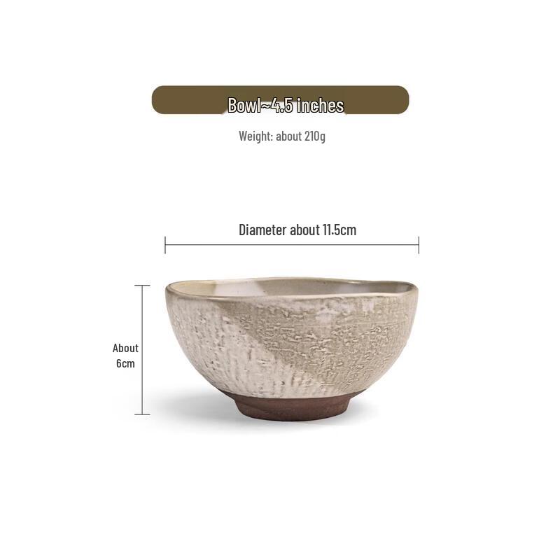 ZISIZ Japanese Style Rustic Ceramic Rice Bowl