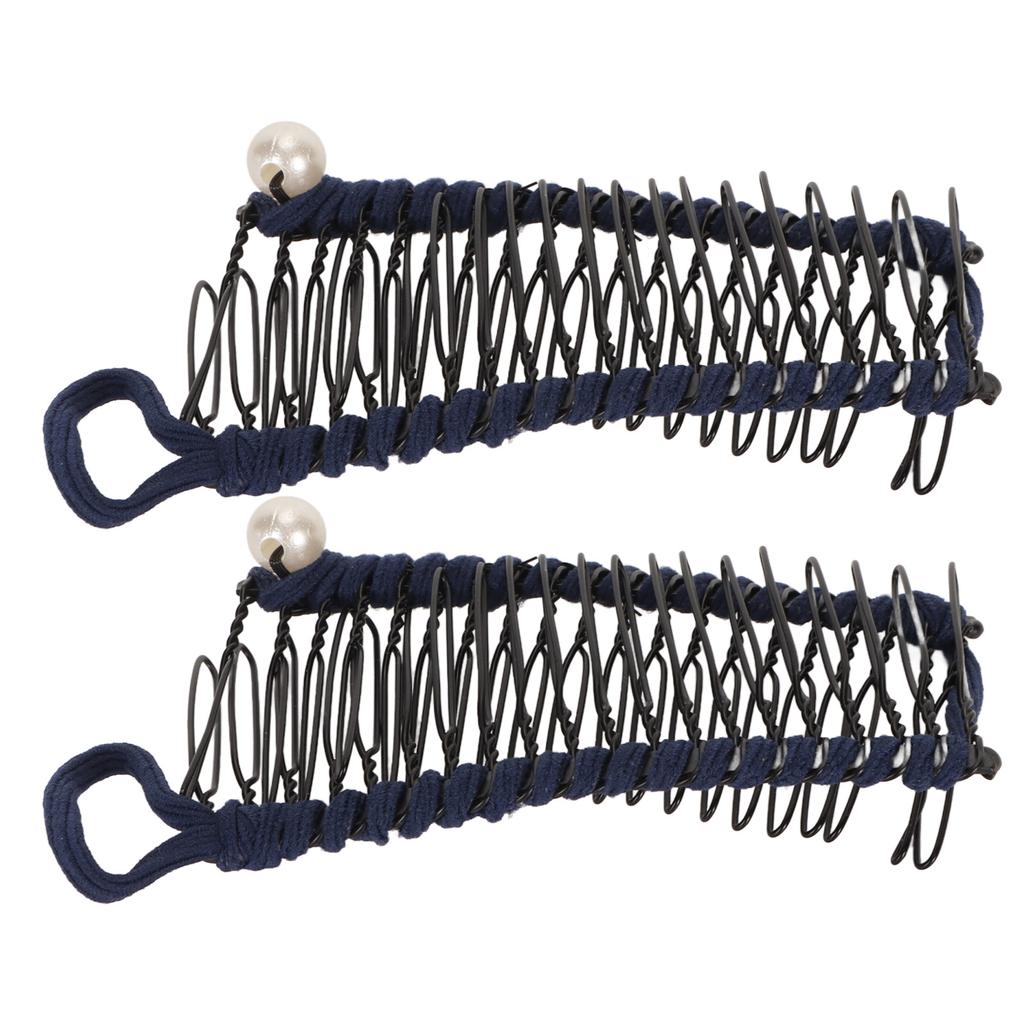 2pcs Banana Hair Clips Fashionable Stretchy Vintage Clincher Comb Tool for Women Thick Wavy Curly Hair