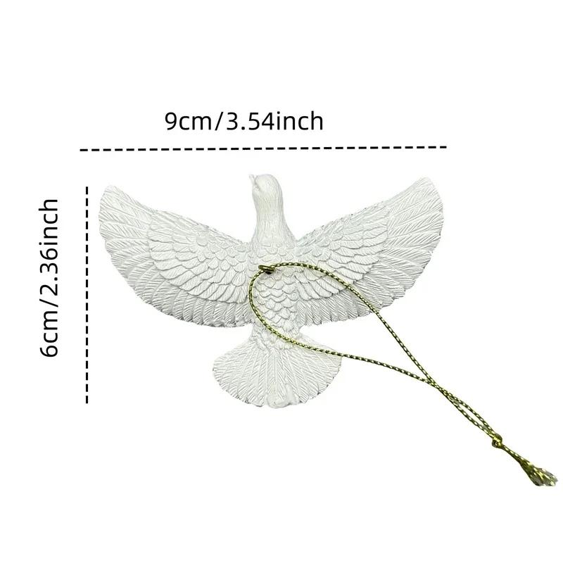 White Dove Ornament Resin Peace Bird Pendant for Christmas Tree & Home Garden Decor Outdoor Hanging Decorations