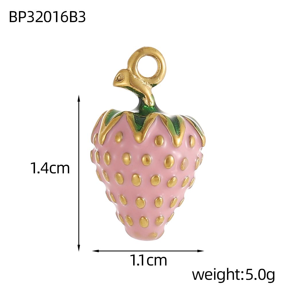 CARLIDANA Personalized Flower Stainless Steel Rabbit Pendant Strawberry Gold Plated Charm ice cream Enamel DIY Accessories