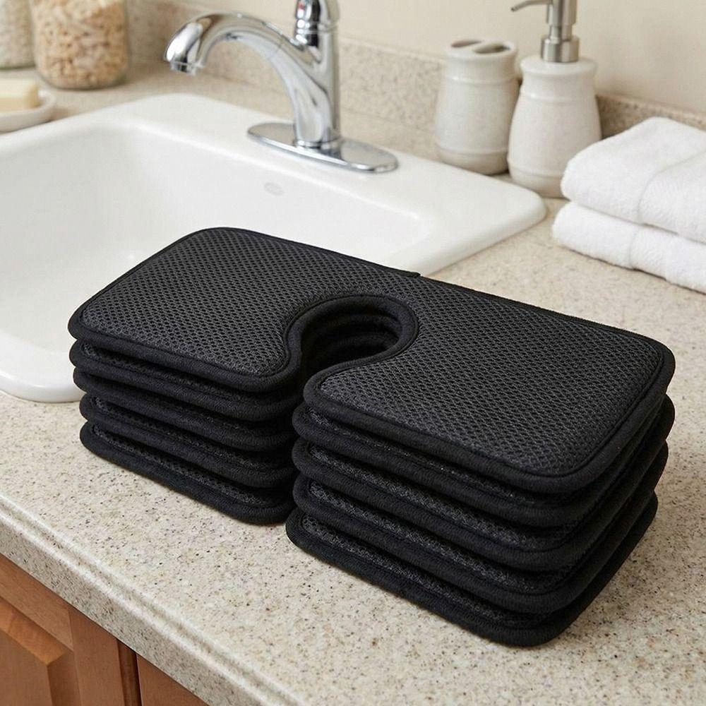Contoured Shape Absorbent Mat Wraparound Design Sink Splash Guard Faucet Catcher  Bathroom Use