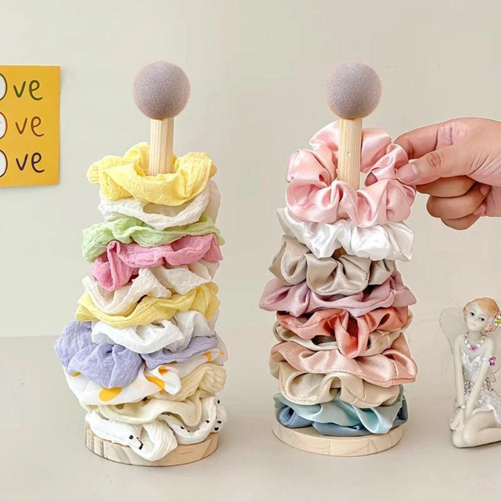 2Pcs Multi-purpose Hair Rope Holder Wooden Hair Scrunchies Hairpin Organizer  Bangle