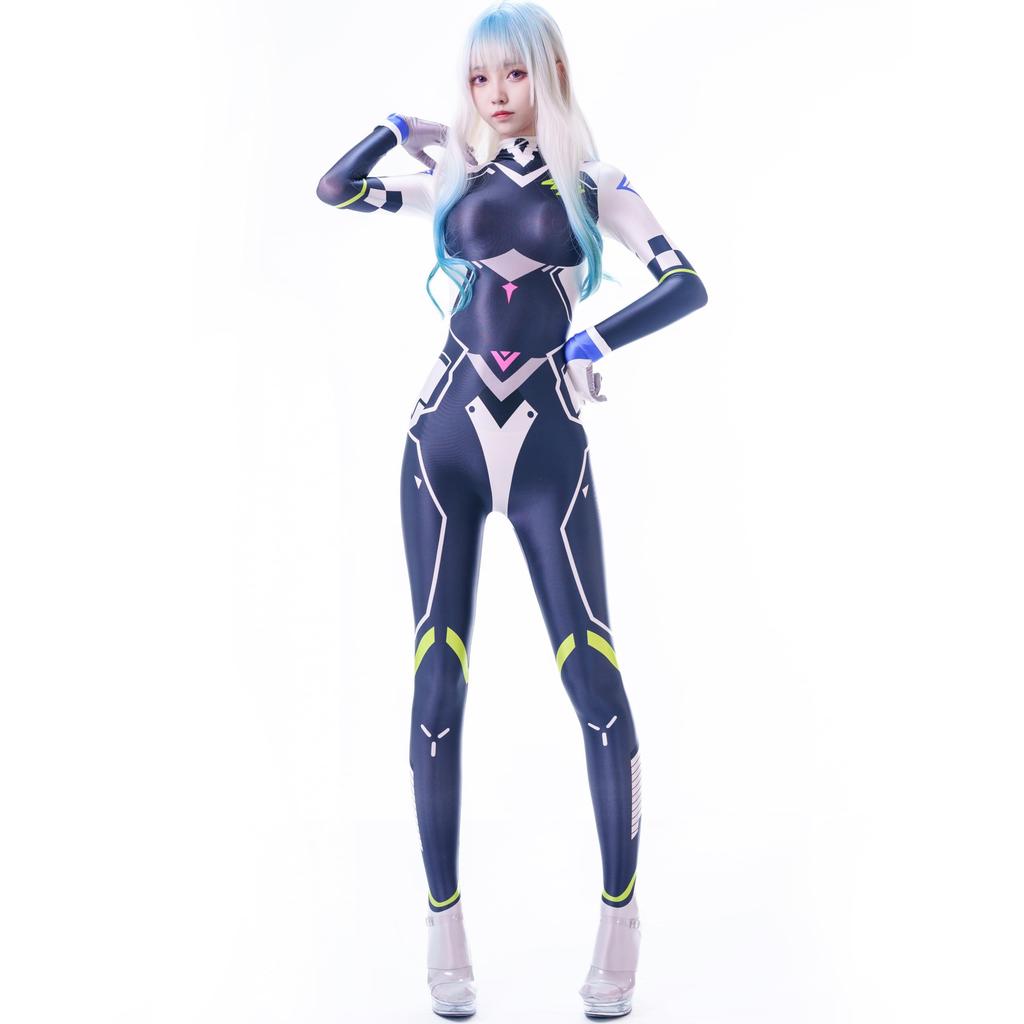 Sexy Full Body Zentai Costume with Back Smooth and Shiny Dance Tights LOST-G Gloves, Zipper, (L, BLACK)