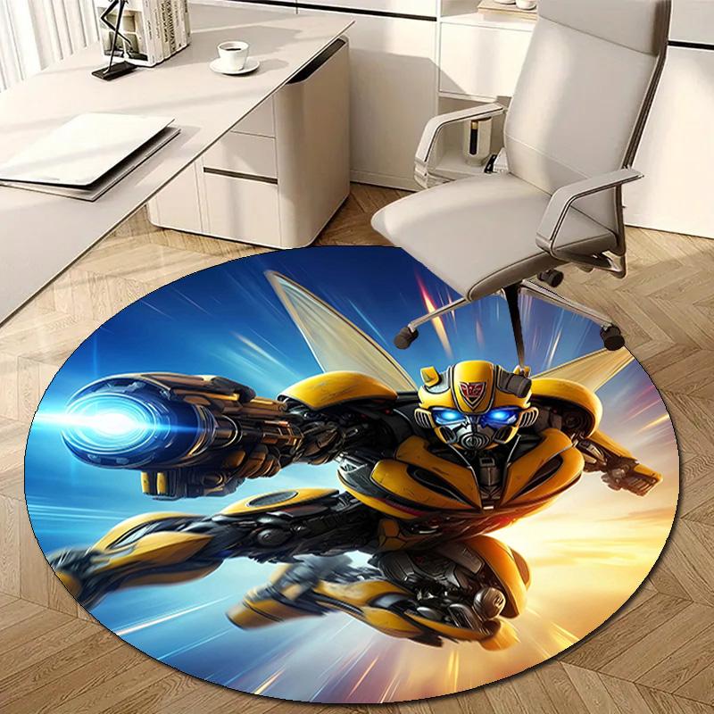 1pc Bumblebee5 Design Printed Area Round Carpet for Bedroom Living Room Home Decor Rugs Mat Non Slip Mat Rug for Bedside