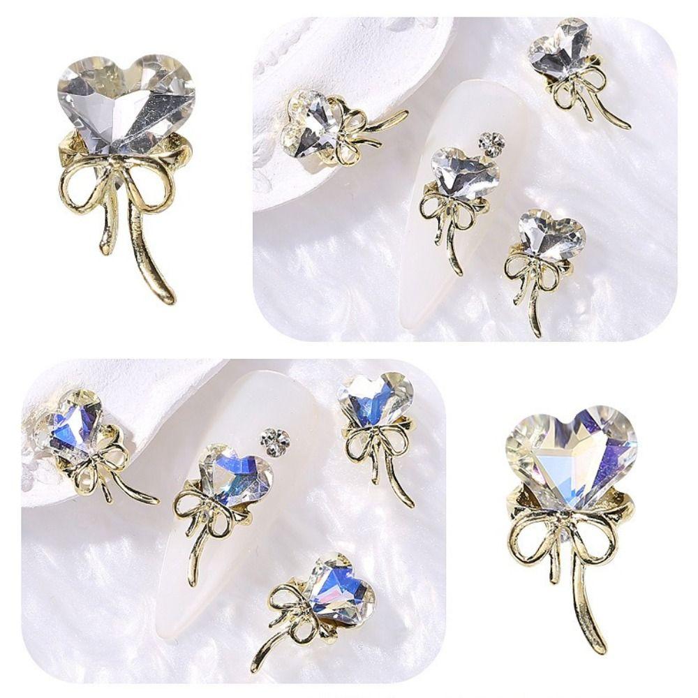 10PCS Crooked Heart Nail Art Charms Translucent Nail Jewelry Manicure Charms  DIY Decoration