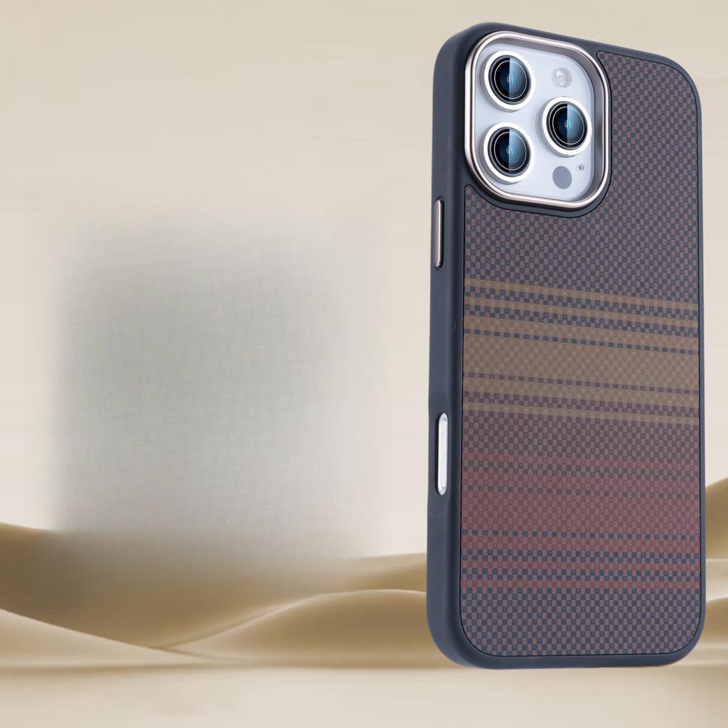 Applicable To IPhone16pro Retro Keraf Mobile Phone Case Apple 15 Carbon Fiber Plaid 14 Anti-fall Protection Case