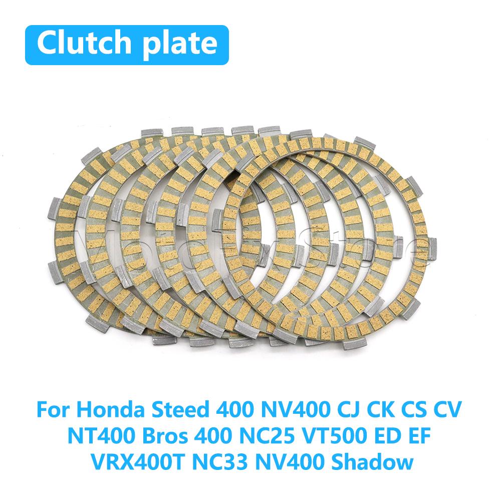 Zestawy tarcz ciernych sprzęgła motocyklowego Dla Honda Steed 400 NV400 Shadow CJ CK CS CV NT400 Bros 400 NC25 VT500 ED EF VRX400T