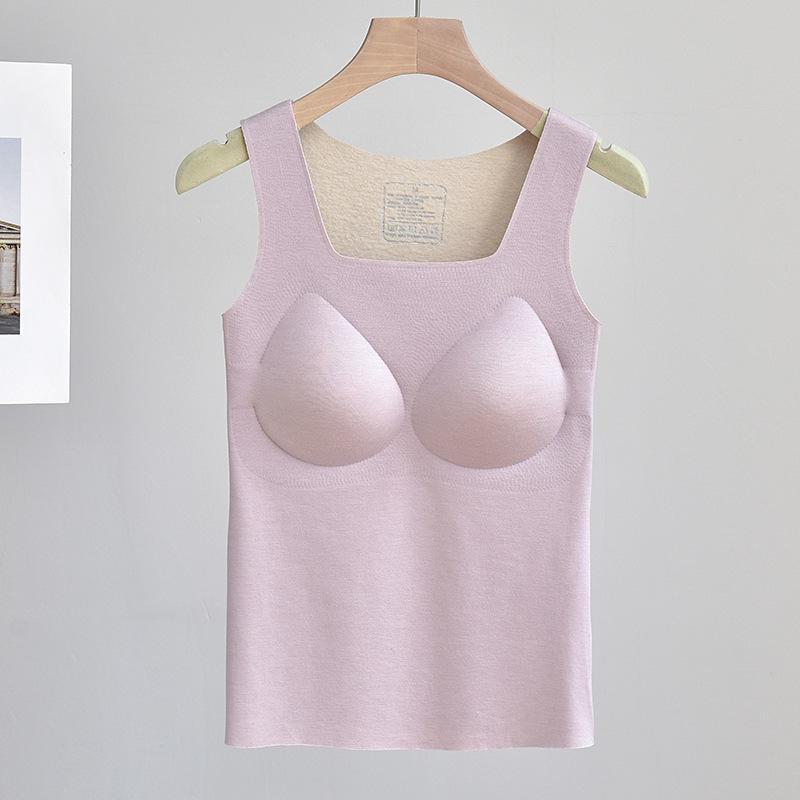 

Бесшовный теплый жилет с чашкой Yuyue – женский осенний топ и нижнее белье без бюстгальтера M светло-розовый