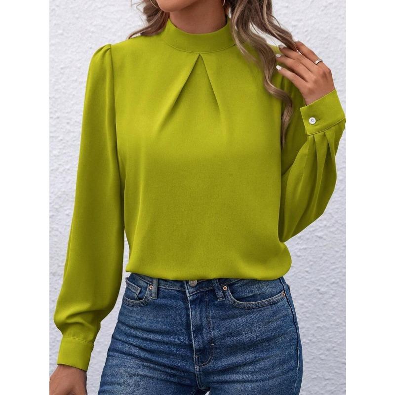 Dámská saténová košile Jaro/léto Nové módní halenky a košile s dlouhým rukávem