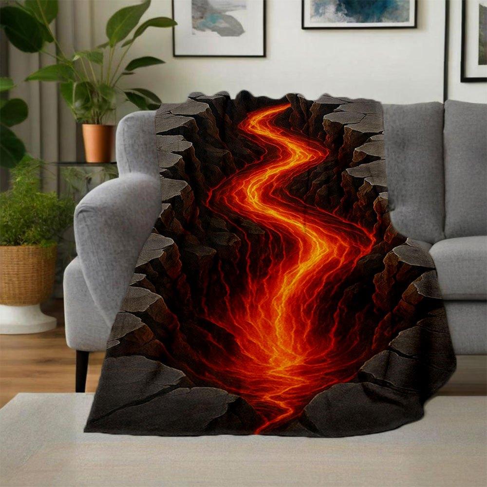 Volcanic Lava Flow Wall Art PrintBlanket Flannel Throw Blanket for Sofa, Bed, Travel, Camping, Office, Couch, Chair, And Bed Gift for Christ