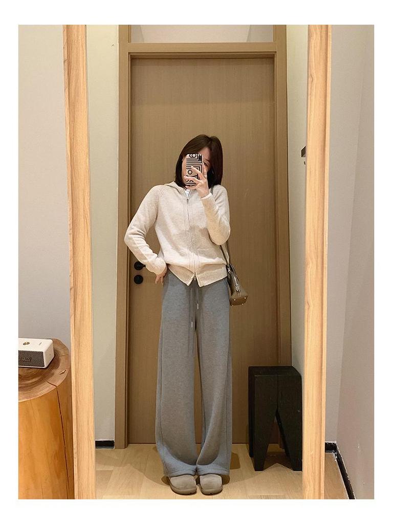 AJ12311 Luxury Yak Wool Wide-Leg Pants: Upgraded 520G Yak Wool & Acetate Silk for Ultimate Warmth & Comfort.