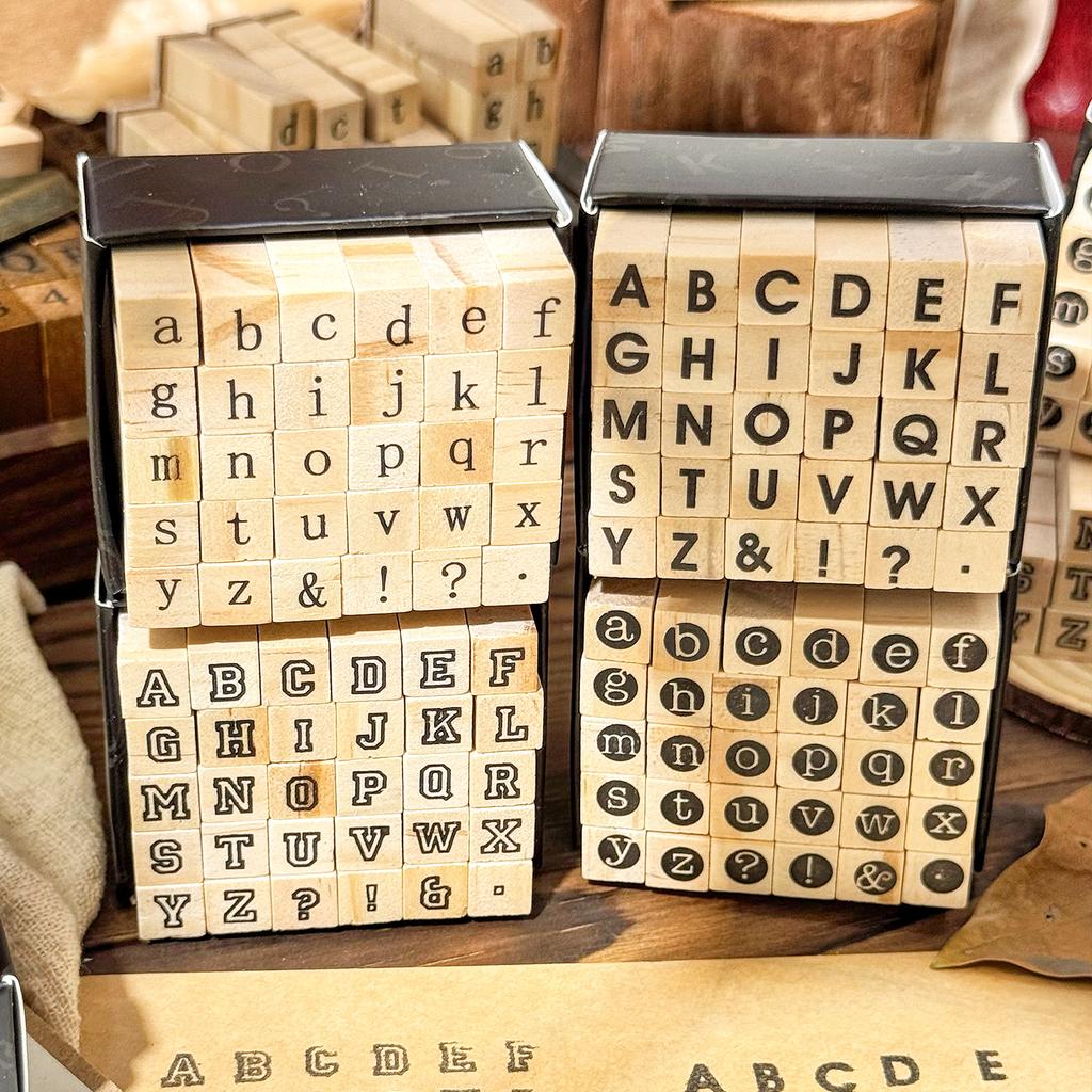 30 Pcs Symbols Retro A-Z Letters English Digital Hand Notes Seal Typewriter Series Decorative Printing Materials Wood Stamp Set