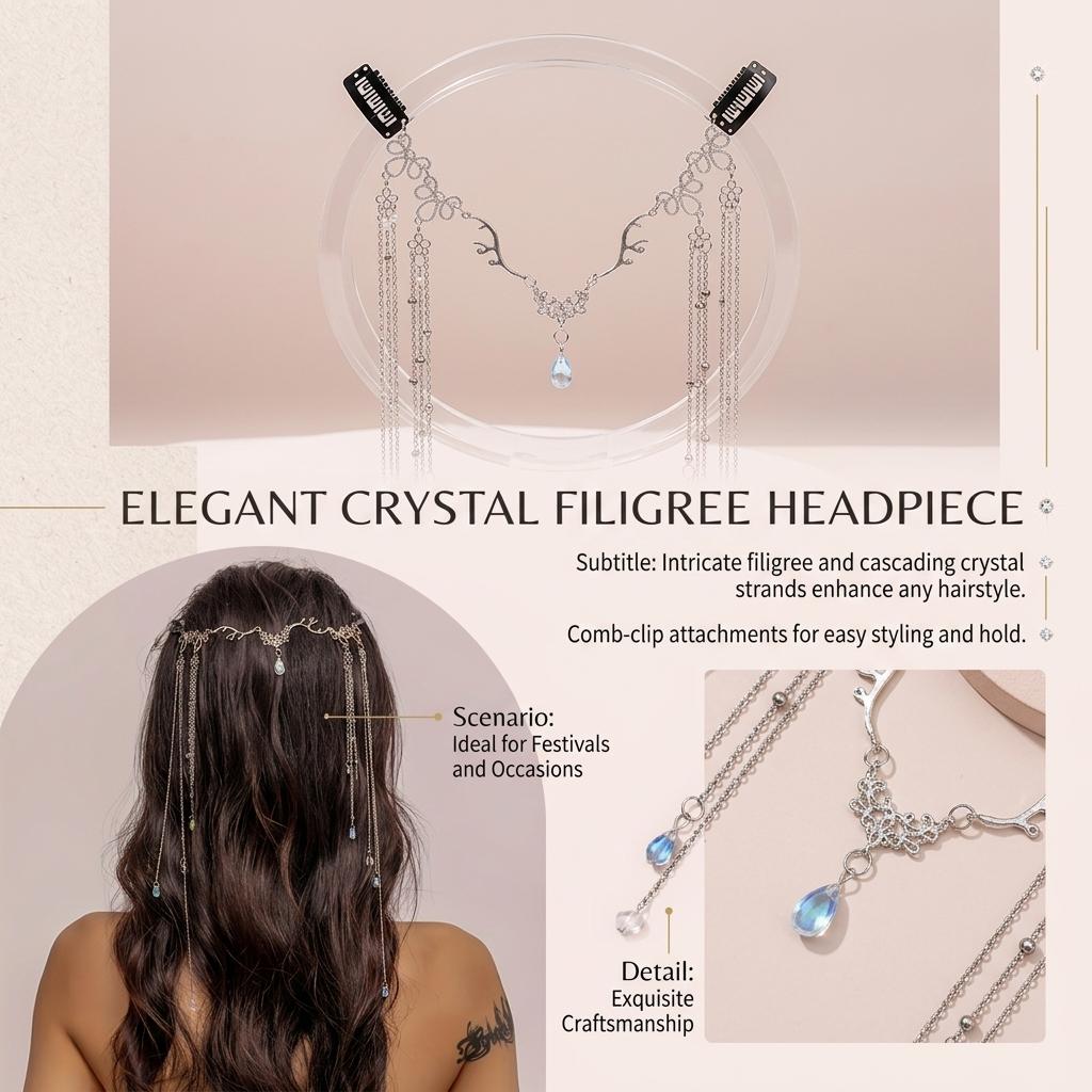 Vintage Bridal Forehead Chain With Tassels For Women Alloy Hair Accessories