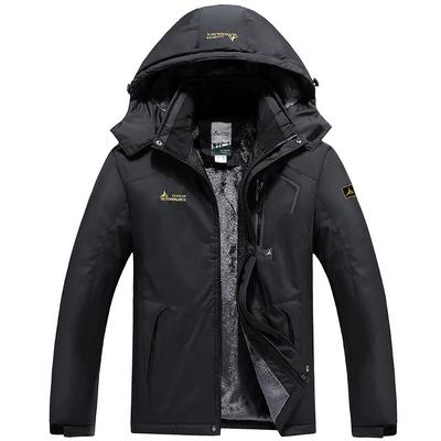 Herren Außenjacke mit Kapuze Plus Samt Verdickt Winddicht und Warm Baumwolle Gepolsterte Jacke