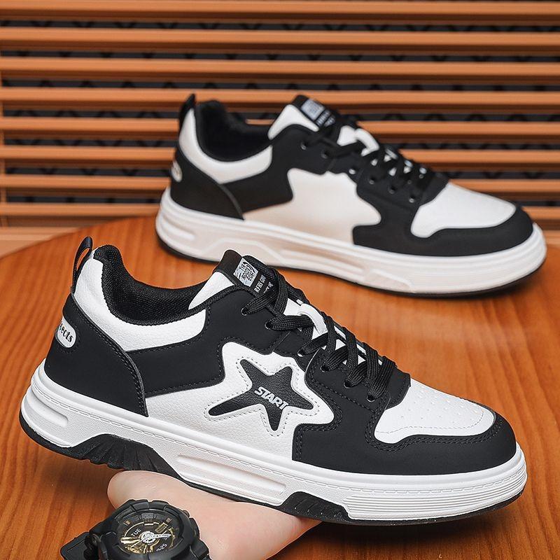 Mens Soft Sole Fashion Versatile Casual Sports Leather Upper Skateboard Shoes