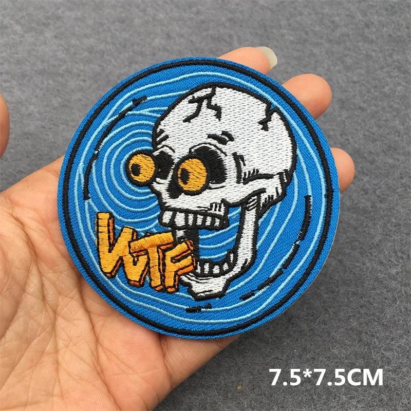 Embroidered Patches On Clothes Punk Patches For Clothing Diy Skull Stripes Stickers Cartoon Patches Appliques Badges