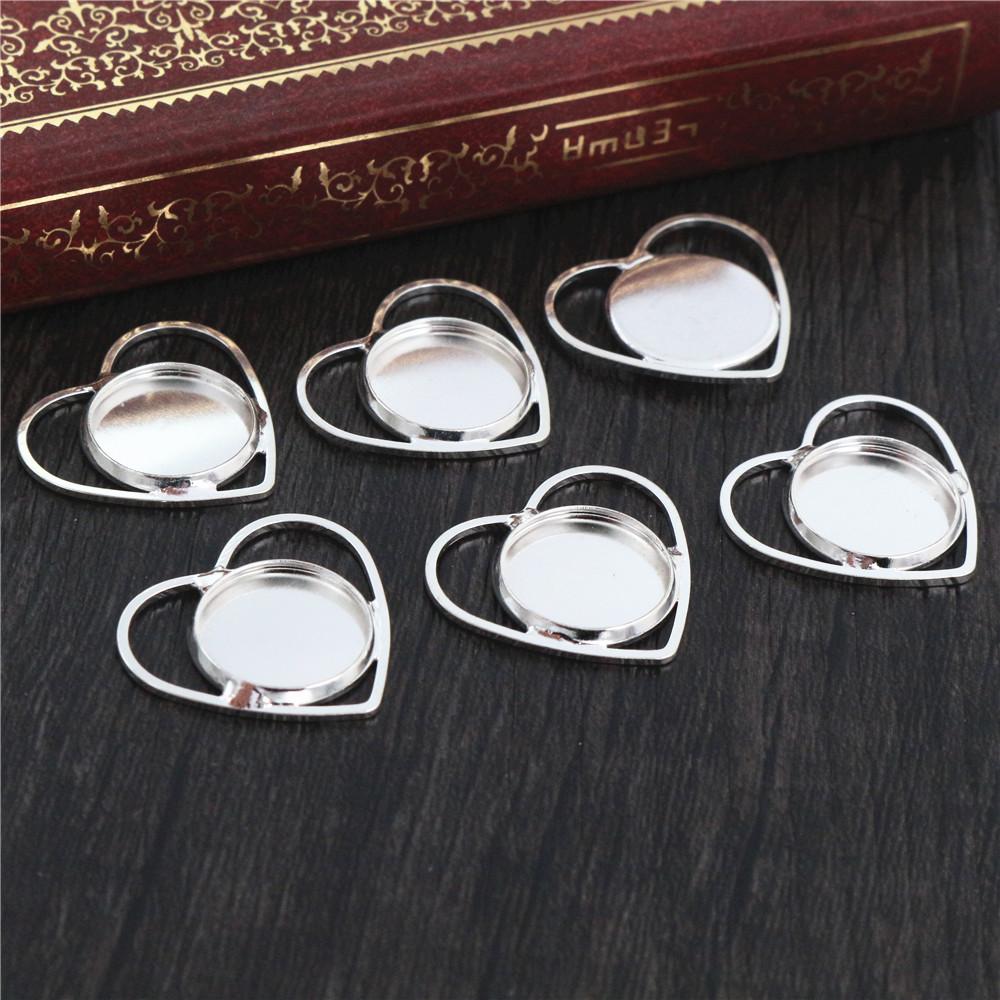 20pcs 12mm Inner Size Simple Pendant Cabochon Cameo Blank Base Setting Bezel Tray Charm for Earrings Bracelet Necklace Findings 