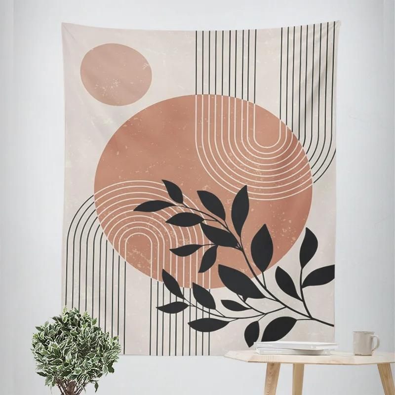 ins style abstract plant illustration tapestry Morandi bedroom decorative cloth cafe art background wall cloth
