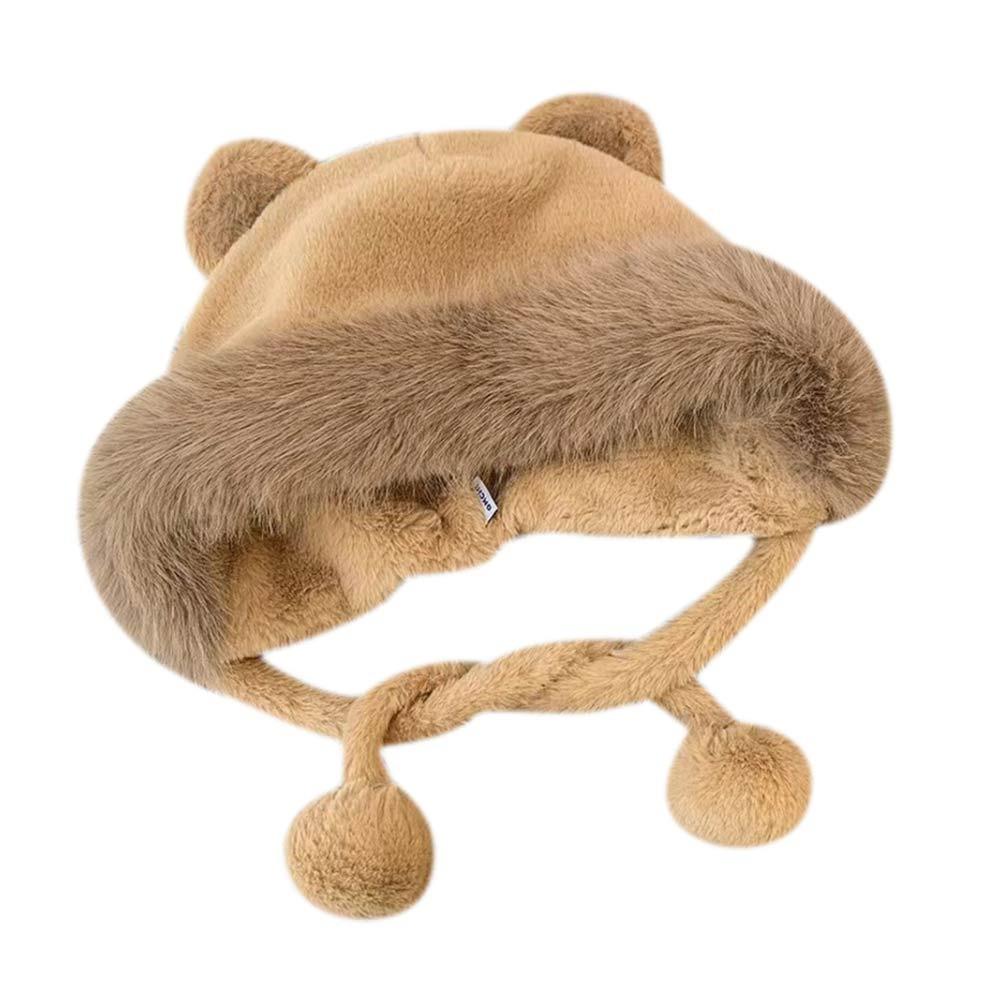 Windproof Bear Ear Fur Hat Thick Fisherman Hat New Cold-Proof Earflaps Cap  Women