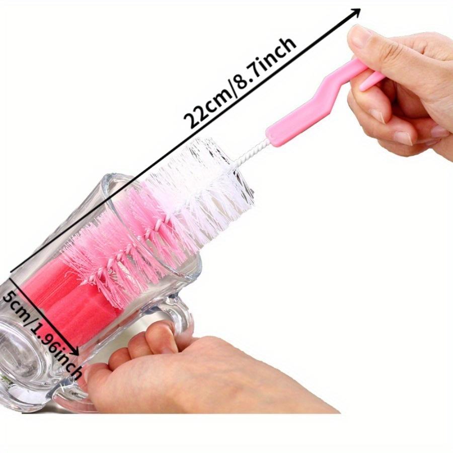 3PCS Random Color Long Handle Cup Brush Kitchen Dining Room Fine Hair Sponge Brush Glass Cleaning Brush 360 Degrees Rotating Cleaning Brush