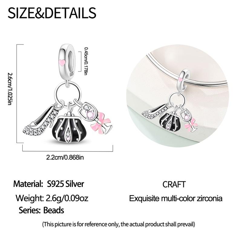 Original Copper Charms Beads Fashion High Heels Bag Wine Glasses Pendant Fit Bracelet Fine Diy Party Jewelry Gifts
