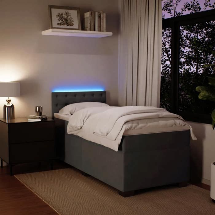 Maison Exclusive - Sommier à lattes de lit et matelas Gris foncé 90x200 cm Velours