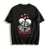 Skeleton Rose Print Casual Top I Love You To Death Couple Style Pure Cotton T-shirt
