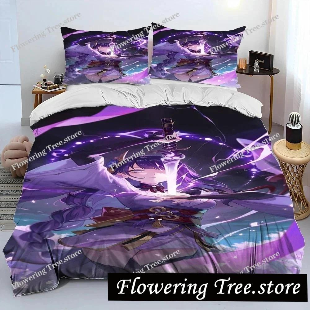 Anime Genshin Impact Game Bedding Set Duvet Cover Bed Set Quilt Cover Pillowcase Comforter king Queen Size Boys Adult Bedding
