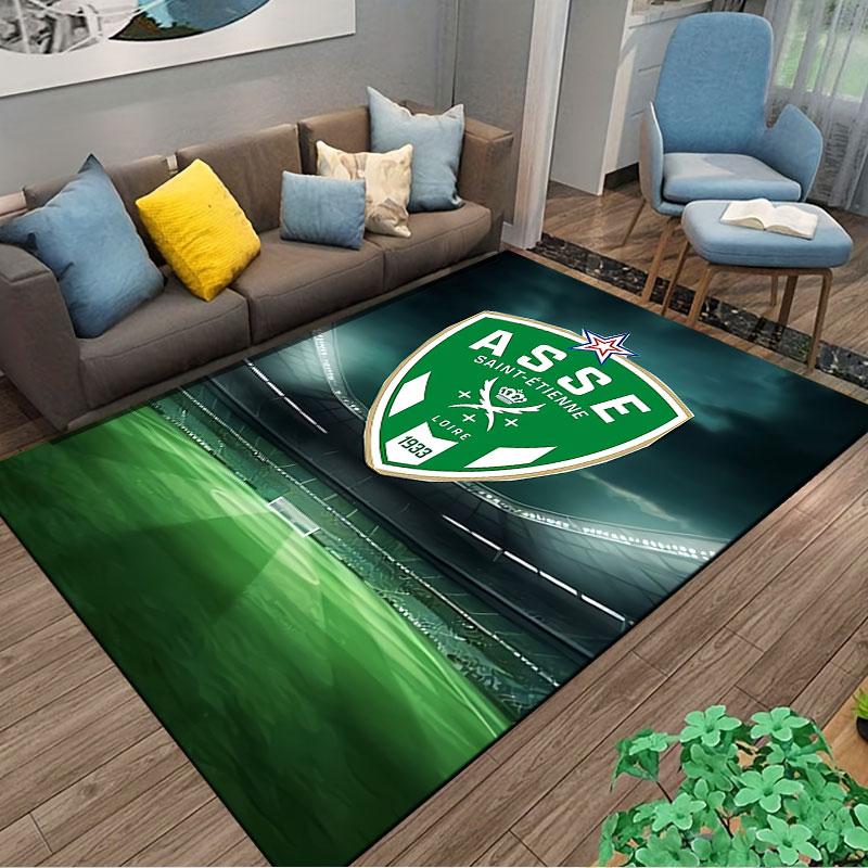 Green Football Crest Carpet Design suitable as a non-slip mat for the living room or bedroom sofa