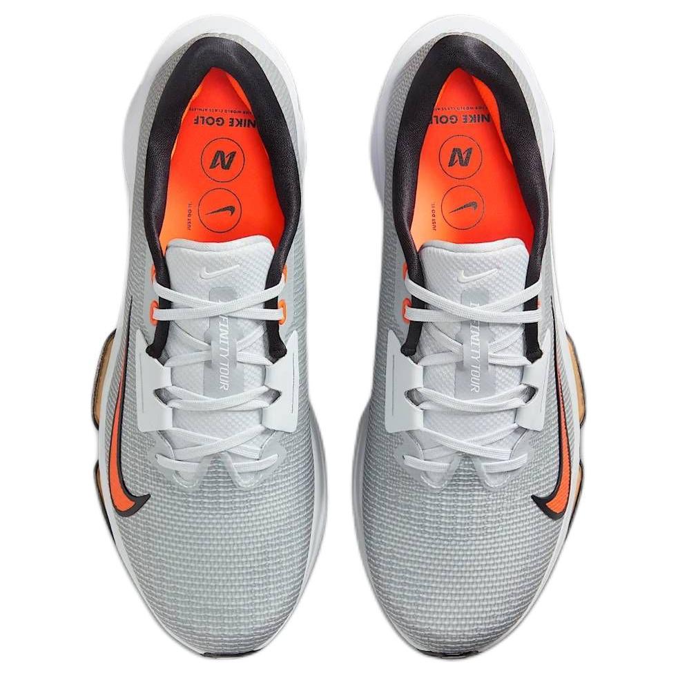 Nike Air Zoom Infinity Tour 2 Golf Pure Platinum Safety Orange Men Sneakers Grey White HQ2158-001