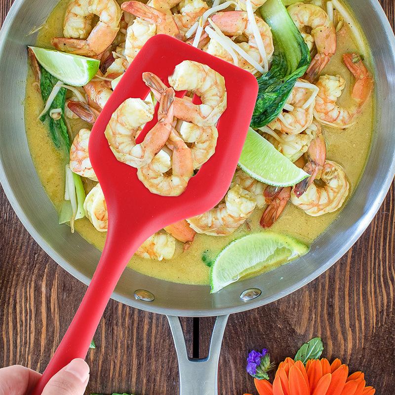 5Pcs Silicone Kitchen Cooking Utensils Set Non-Stick Flexible Kitchen Tools With Cake Spatula Whisk Oil Brush And Cooking Shovel