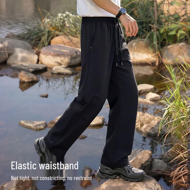 Fingercroxxit Men's Washed Cotton Straight Leg Casual Pants