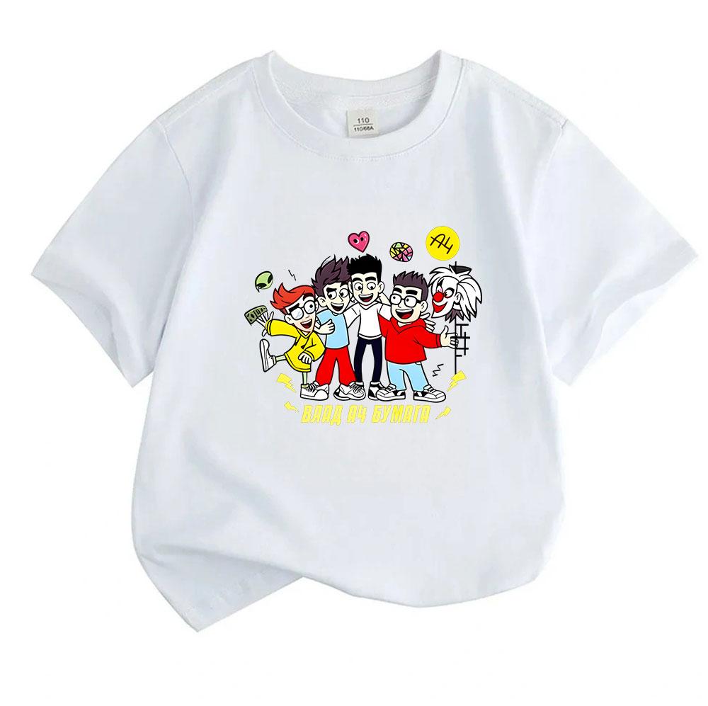 Kids Boys Girls Casual Short Sleeve O-Neck 100% Cotton T-Shirt Cute Cartoon Friends Group Print Soft Breathable Summer Tops for Children Daily Wear Bi
