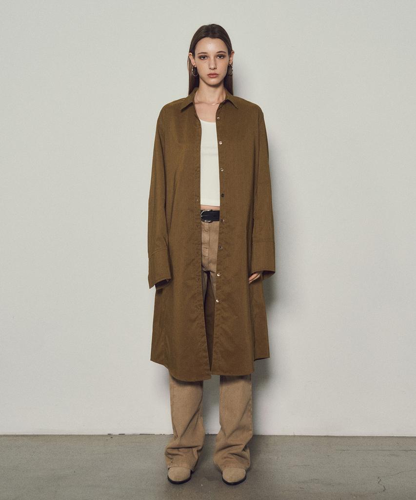 CITTA Cut-Out Long Coat Shirt_Ctt338 (Khaki)