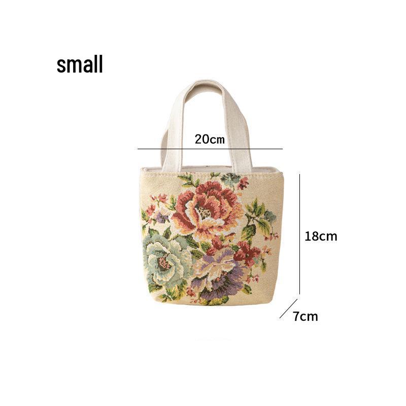 

Холщовая сумка-тоут в этническом стиле с жаккардовой вышивкой для женщин - Повседневная, маленькая, на молнии Small (15*7*18cm)