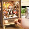Tsukurundesu® 3D Wooden Puzzle Amusement Park Series (Sunset Park) with Japanese Instructions, Music Box, Retro TV