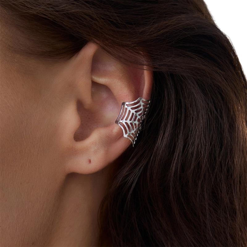 

Halloween Spiders Web Ear Cuff Fashion Ear Clip Women Jewelry Ensures Comfortable Wear Metal Texture for Any Outfit