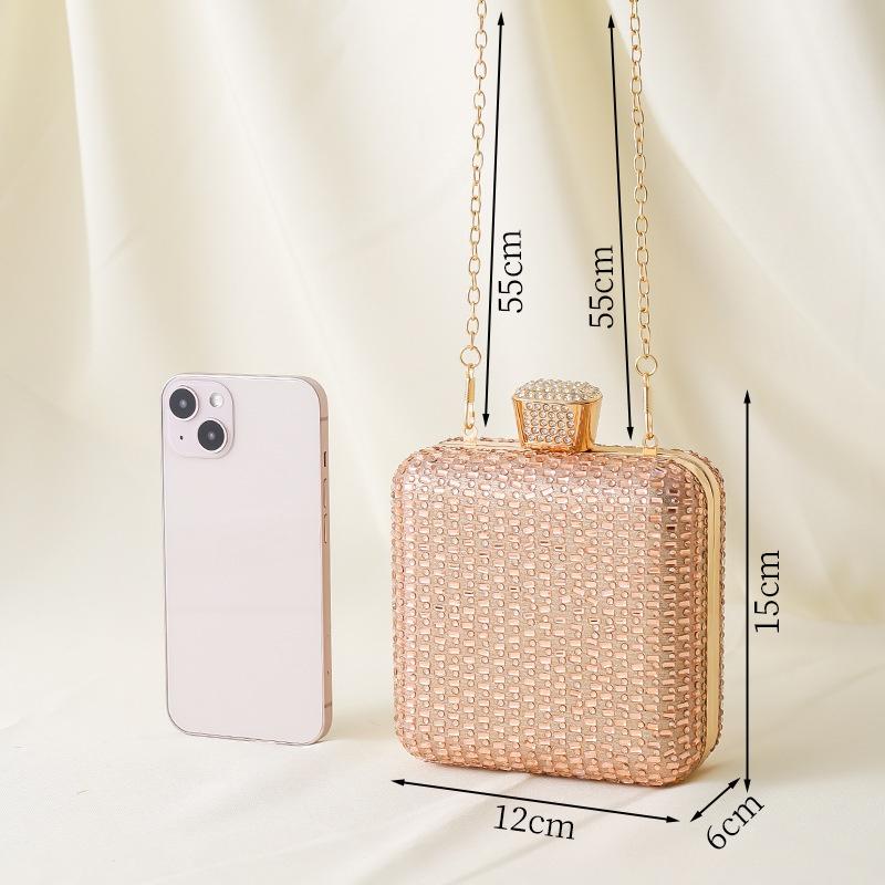 Cute Crystal Box Clutch Mini Rhinestone Handbags For Women Cocktail Party Wedding Evening Bag Female Glitter Shoulder Bags